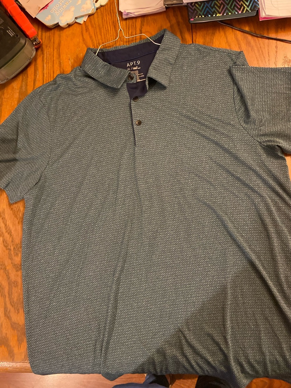 Apt. 9 Men's Teal Micro-Pattern Polo